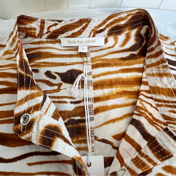 Anthropologie Love The Label Honey Puff Sleeve Swirl Midi Dress Zebra S NWT - Picture 10 of 15